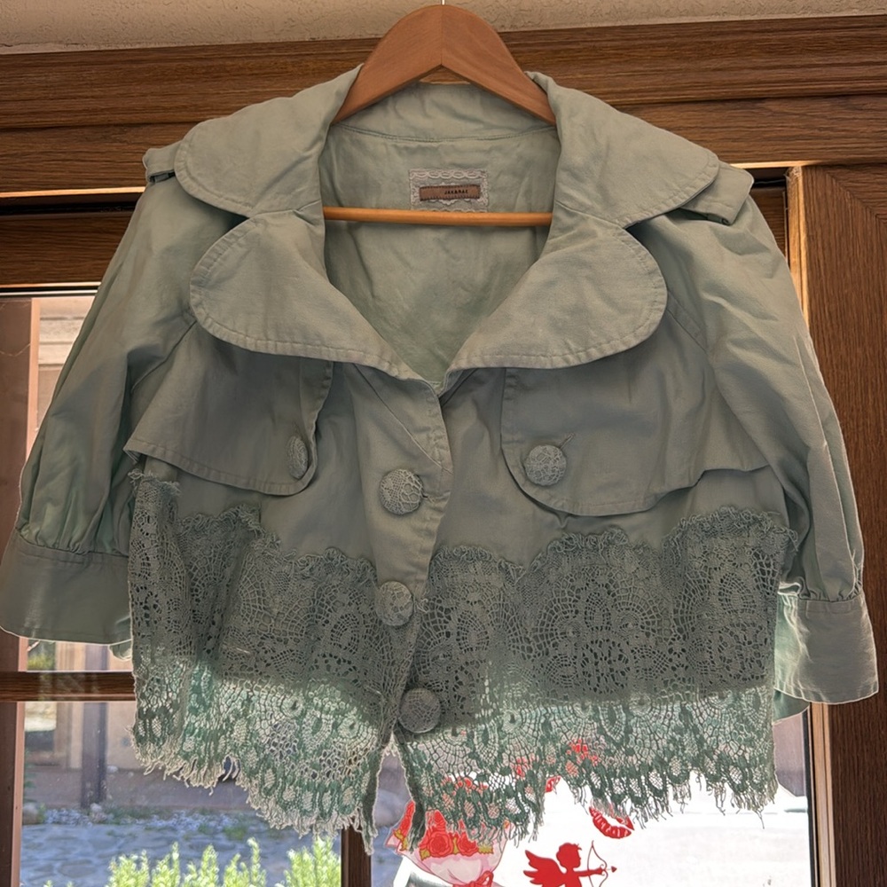 Jak & Rae Mint Green Lace Trim Jacket